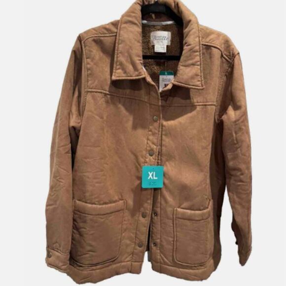 Boston Traders Jackets & Blazers - *Boston Traders Womens Tan Brown Faux Suede Sherpa Lined Jacket - LARGE